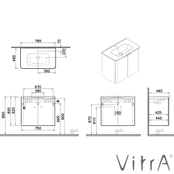 Vitra - Vitra Mia Plus Round Kapaklı Lavabo Dolabı, 80 cm, Parlak Beyaz