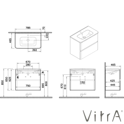 Vitra - Vitra Mia Plus Round Çift Çekmeceli Lavabo Dolabı, 80 cm, Parlak Beyaz