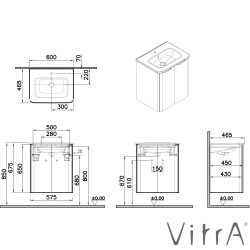 Vitra - Vitra Integra Round Kapaklı Lavabo Dolabı, Ayaksız, 60 cm, Mat Açık Gri