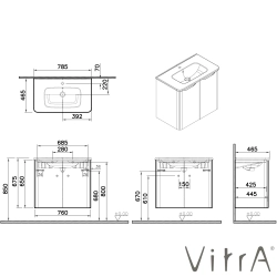 Vitra - Vitra Integra Round Kapaklı Lavabo Dolabı, Ayaksız, 80 cm, Mat Açık Gri