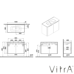 Vitra - Vitra Integra Round Kapaklı Lavabo Dolabı, Ayaksız, 100 cm, Mat Açık Gri