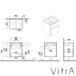 Vitra - Vitra Integra Round Çift Çekmeceli Lavabo Dolabı, Ayaksız, 60 cm, Mat Grafit