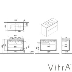 Vitra - Vitra Integra Round Çift Çekmeceli Lavabo Dolabı, Ayaksız, 100 cm, Moka Meşe