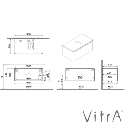 Vitra - Vitra Integra Round Tek Çekmeceli Çanak Lavabo Uyumlu Lavabo Dolabı, Moka Meşe, 100 cm (Çanak Lavabo Hariç-Armatür Deliksiz)