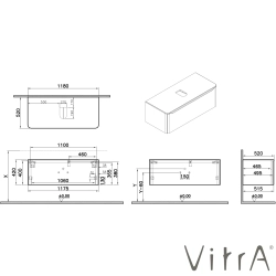 Vitra - Vitra Integra Round Tek Çekmeceli Çanak Lavabo Uyumlu Lavabo Dolabı, Mat Grafit, 120 cm (Çanak Lavabo Hariç-Armatür Deliksiz)