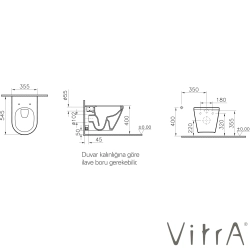 VitrA - VitrA Integra Round Rim-ex Kanalsız Asma Klozet, 55 cm, Mat Kum Beji