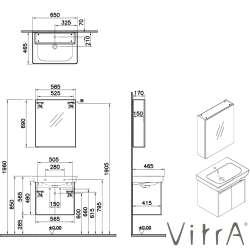 Vitra - Vitra Step Lavabo Dolabı Demonte Set, 65 cm, Altın Meşe (Lavabo Dolabı, Dolaplı Ayna)