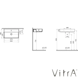 Vitra - Vitra ArchiPlan Dar Lavabo, 60x38 cm, Mat Taş Gri, VitraClean
