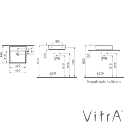 Vitra - Vitra ArchiPlan Lavabo, 45x46 cm, Mat Taş Gri, VitraClean