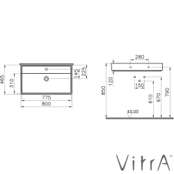 VitrA - VitrA ArchiPlan Çanak Lavabo, 80x46 cm, Mat Taş Gri, VitrAClean