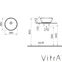 Vitra - Vitra Geo Yuvarlak Çanak Lavabo, 38 cm, Mat Kum Beji