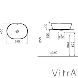 Vitra - Vitra Geo Oval Çanak Lavabo, 55 cm, Mat Kum Beji