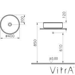 Vitra - Vitra ArchiPlan Yuvarlak Çanak Lavabo, 40 cm, Mat Taş Gri, VitraClean