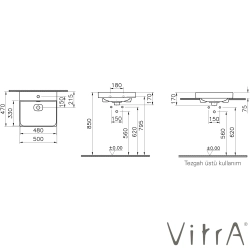 Vitra - Vitra Metropole Lavabo, 50 cm, Mat Siyah, VitraClean