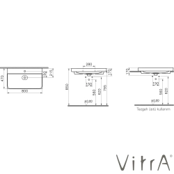Vitra - Vitra Metropole Lavabo, 80 cm, Mat Siyah, VitraClean