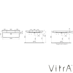 Vitra - Vitra Metropole Çift Armatür Delikli Çanak Lavabo, 120 cm, VitraClean
