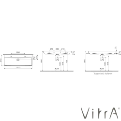 Vitra - Vitra Metropole Çift Armatür Delikli Lavabo, 120 cm, Mat Kum Beji