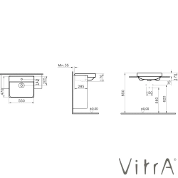 Vitra - Vitra Metropole Yarım Tezgah Lavabo, 55 cm, VitraClean