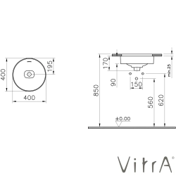 Vitra - Vitra Metropole Yuvarlak Tezgah Altı Lavabo, 40 cm, Mat Beyaz, VitraClean