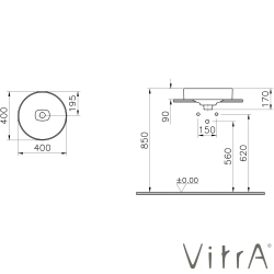 Vitra - Vitra Metropole Çanak Lavabo, 40 cm, Mat Beyaz, VitraClean