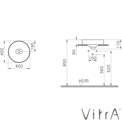 Vitra - Vitra Metropole Çanak Lavabo, 40 cm, Mat Taş Gri, VitraClean