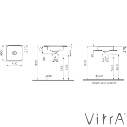 Vitra - Vitra Metropole Kare Çanak Lavabo, 40 cm, VitraClean
