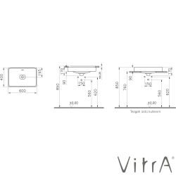 Vitra - Vitra Metropole Dikdörtgen Çanak Lavabo, 60 cm, Mat Beyaz, VitraClean
