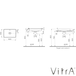 Vitra - Vitra Metropole Dikdörtgen Çanak Lavabo, 60 cm, Mat Kum Beji