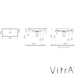 Vitra - Vitra Metropole Dikdörtgen Tezgah Altı Lavabo, 80 cm, VitraClean