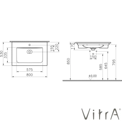 Vitra - Vitra Metropole Etajerli Lavabo, 80 cm, Mat Beyaz, VitraClean