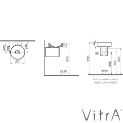 Vitra - Vitra Metropole Yuvarlak Çanak Lavabo, 38 cm (Kompakt) Mat Siyah, VitraClean