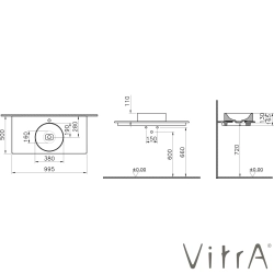 Vitra - VitrA Metropole Seramik Üst Tezgah, 100 cm, Mat Kum Beji - 7544B022-1826