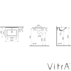 Vitra - Vitra S20 Square Etajerli Lavabo, 60 cm