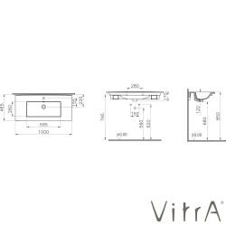 Vitra - Vitra S20 Square Etajerli Lavabo, 100 cm