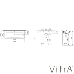 Vitra - Vitra S20 Square Etajerli Lavabo, 120 cm