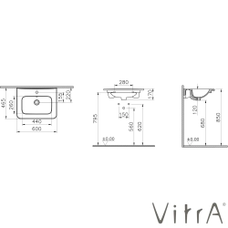 Vitra - Vitra S20 Round Etajerli Lavabo, 60 cm