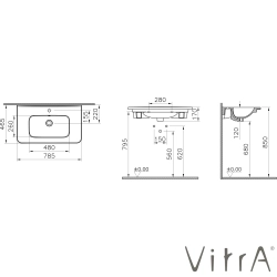 Vitra - Vitra S20 Round Etajerli Lavabo, 80 cm