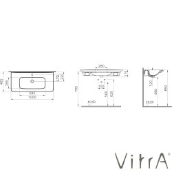Vitra - Vitra S20 Round Etajerli Lavabo, 100 cm