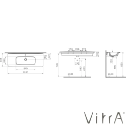 Vitra - Vitra S20 Round Etajerli Lavabo, 120 cm
