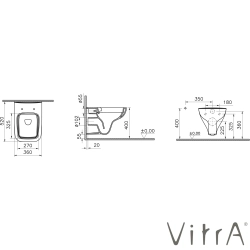 Vitra - Vitra S20 Square SmoothFlush Kanalsız Asma Klozet, 52 cm