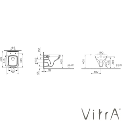 VitrA - VitrA S20 Square SmoothFlush Kanalsız Kompakt Asma Klozet, 49 cm