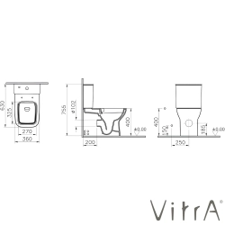 VitrA - VitrA S20 Square SmoothFlush Duvara Tam Dayalı Takım Klozet