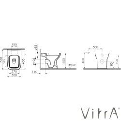 VitrA - VitrA S20 Square SmoothFlush Kanalsız Duvara Tam Dayalı Yerden Tek Klozet