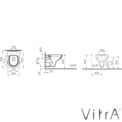 VitrA - VitrA S20 Round SmoothFlush Kanalsız Kompakt Asma Klozet, 49 cm