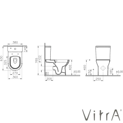 VitrA - VitrA S20 Round SmoothFlush Duvara Tam Dayalı Takım Klozet, 63 cm