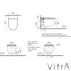 Vitra - Vitra Voyage V-Care 3 Base Akıllı Vortex Asma Klozet