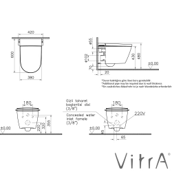 Vitra - Vitra Voyage V-Care 3 Core Akıllı Vortex Asma Klozet