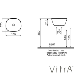 Vitra - Vitra Plural Kare Yüksek Çanak Lavabo, 45 cm, Mat Kum Beji, VitraClean