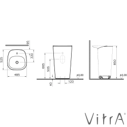 Vitra - Vitra Plural Monoblok Lavabo, 50 cm, Mat Kum Beji, VitraClean