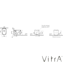 Vitra - Vitra Plural Rim-Ex Kanalsız Asma Klozet, 55 cm, Mat Kum Beji